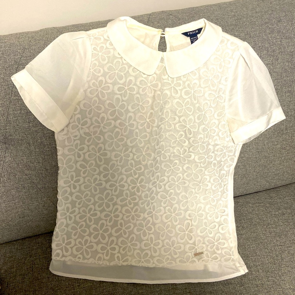 Womens Short Sleeve Lace Embroidered Blouse Top T Shirts